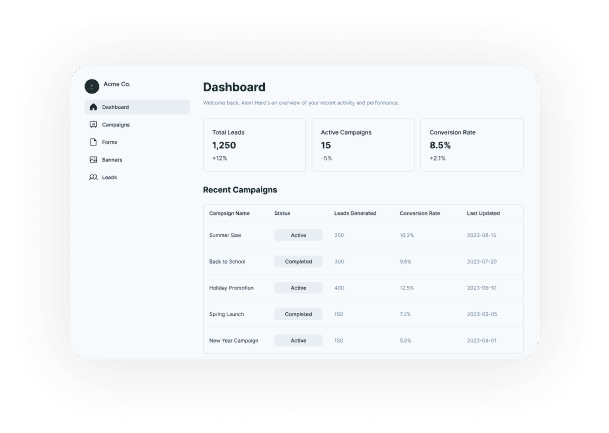 CRM Dashboard Screenshot